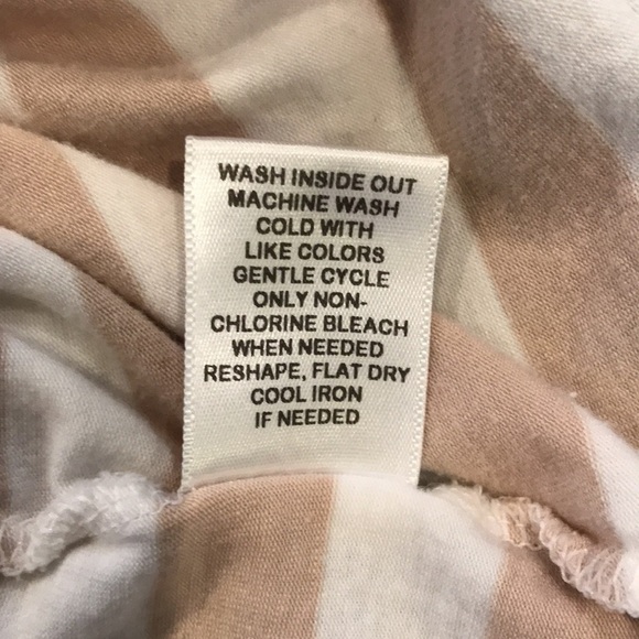 2/$25 ELLE Beige White Striped Shirt Size Medium - Picture 6 of 8